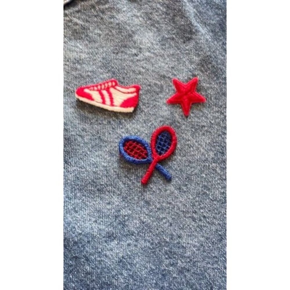 Vintage 80s 90s Sneaker Star & Tennis Rackets Sew-On Embroidered Patch Set